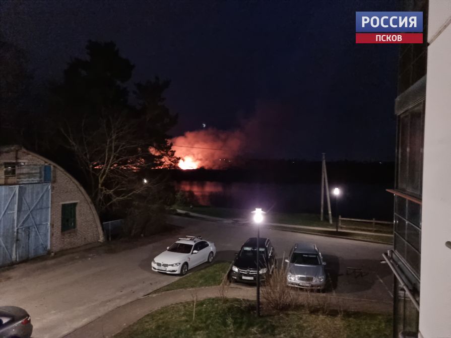 В Псковском районе ночью горели острова на Великой