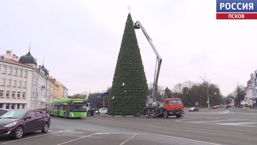 Главная красавица Пскова. В областном центре установили новогоднюю ель