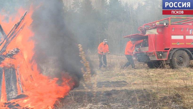 Сотрудники МЧС, лесного центра и "Дружины" ликвидировали условный ландшафтный пожар под Псковом